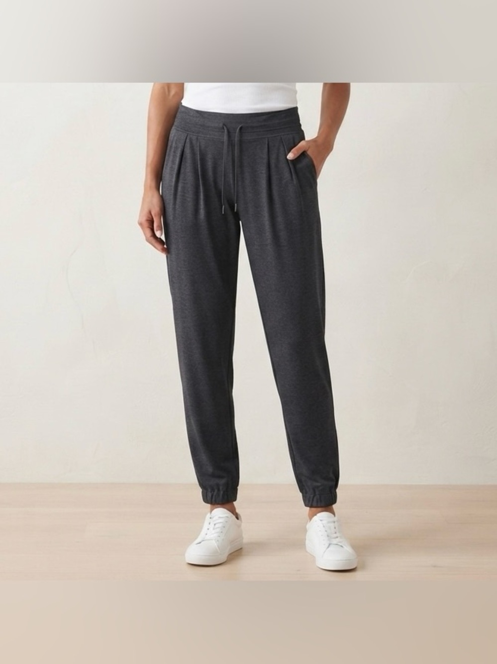 Lole Jogger Pants Heather Charcoal Grey Pleated Lounge Pants Drawstring Size XL